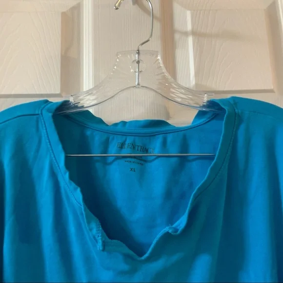 Ellen Tracy Blue Scoop Neck Short Sleeve Blouse XL - Picture 3 of 7